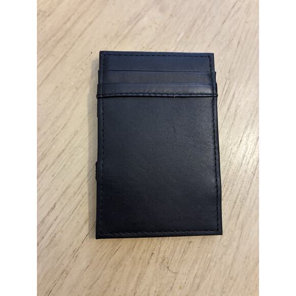 J. CREW Men's Leather Wallet Slim Magic Elastic Wallet Dark Brown Espresso - Picture 6 of 9